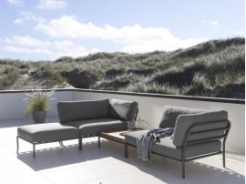 LEVEL outdoor modular Lounge Sofa. Dark Grey cushions.