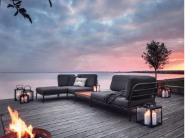 LEVEL outdoor modular Lounge Sofa. Dark Grey cushions.