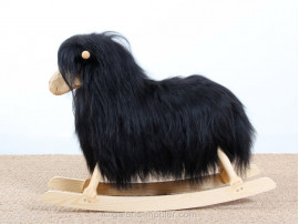 Scandinavian rocking long wool black sheep by Povl Kjer