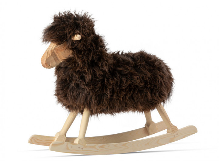 Scandinavian rocking short wool brown sheep by Povl Kjer