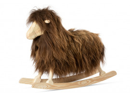 Scandinavian rocking long wool brown sheep by Povl Kjer