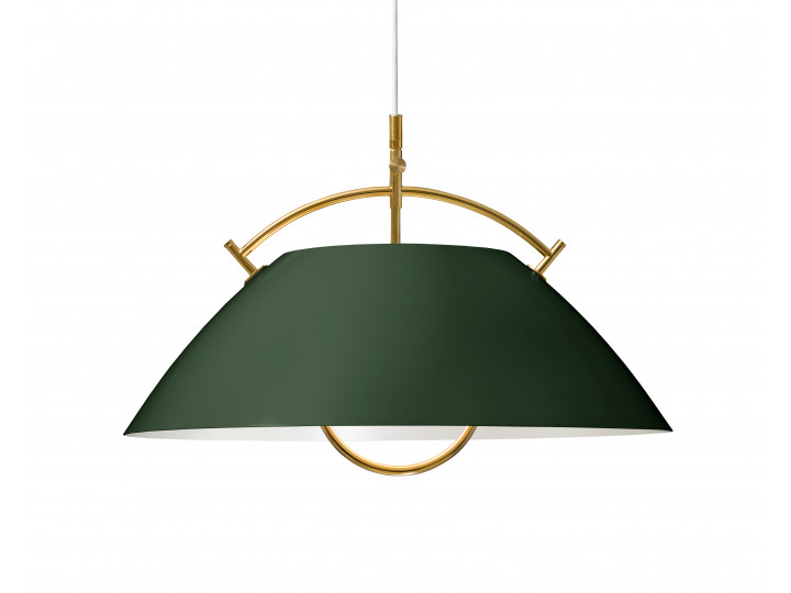 modern scandinavian pendant lamp L037 black green, hanger 24 carat gold platedby Hans Wegner, with cable lift.