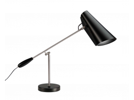 Lampe de table scandinave S-30016 Birdy noire/steel. Edition neuve.