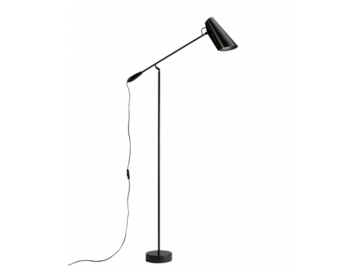 Mid-Century  modern floor  lamp S-30016 Birdy black/black by Birger Dahl. New release.