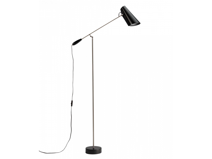 Mid-Century  modern floor  lamp S-30016 Birdy black/steel by Birger Dahl. New release.