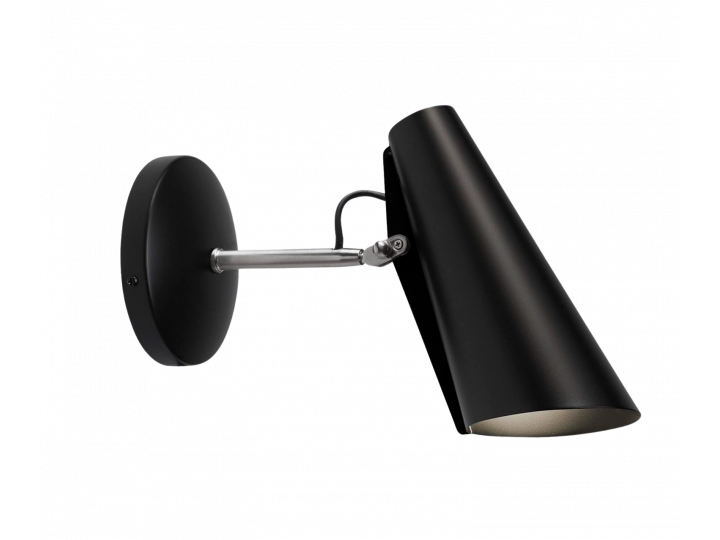 Mid-Century  modern wall  lamp S-30016 Birdy black/steel short arm by Birger Dahl. New release.