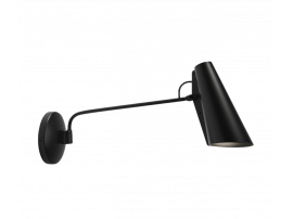 Mid-Century  modern wall  lamp S-30016 Birdy long arm black/black by Birger Dahl. New release.