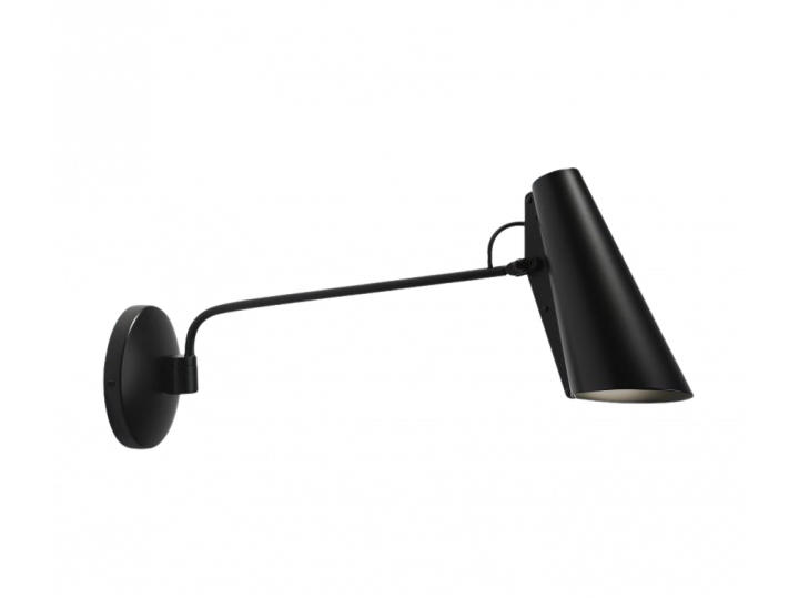 Mid-Century  modern wall  lamp S-30016 Birdy long arm black/black by Birger Dahl. New release.