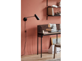 Mid-Century  modern wall  lamp S-30016 Birdy long arm black/black by Birger Dahl. New release.