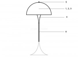 Spare parts for Louis Poulsen floor lamp Panthella