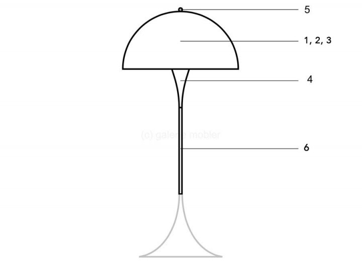 Pièces détachées pour lampadaire Panthella Louis Poulsen