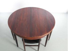 Mid-Century Modern scandinavian dining set in Rio rosewood by Hans Olsen with 4 chairs