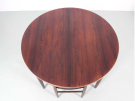 Mid-Century Modern scandinavian dining set in Rio rosewood by Hans Olsen with 4 chairs