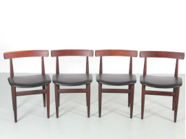 Mid-Century Modern scandinavian dining set in Rio rosewood by Hans Olsen with 4 chairs