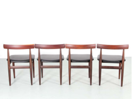 Mid-Century Modern scandinavian dining set in Rio rosewood by Hans Olsen with 4 chairs