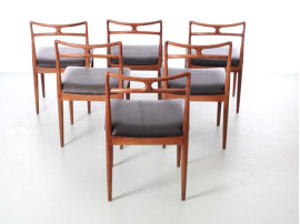 Suite de 6 chaises scandinaves en palissandre de Rio Modèle 94