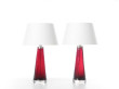 Mid century modern scandinavian pair of table lamp in cristal Model RD 1566 Red by Carl Fagerlund for Orrefors, 1960s