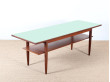 Table basse scandinave en teck et stratifié vert pâle 