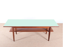 Table basse scandinave en teck et stratifié vert pâle 