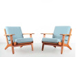 Mid-Century  modern scandinavian pair of armchairs  model GE 290 by Hans Wegner