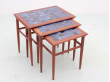 Mid-Century  modern scandinavian nesting tables in teak and ceramic