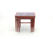 Mid-Century  modern scandinavian nesting tables in teak and ceramic