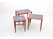 Mid-Century  modern scandinavian nesting tables in teak and ceramic