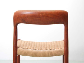 Mid-Century  modern scandinavian set of 6 teak dining chairs model 75 by Niels O. Møller