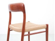 Mid-Century  modern scandinavian set of 6 teak dining chairs model 75 by Niels O. Møller