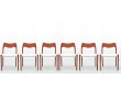 Mid-Century  modern scandinavian set of 6 teak dining chairs model 71 by Niels O. Møller