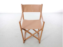 Mid-Century  modern scandinavian chair Folding MK16 by Mogens Koch. New product. Leather