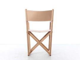 Mid-Century  modern scandinavian chair Folding MK16 by Mogens Koch. New product. Leather