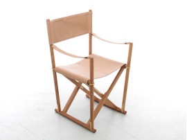 Mid-Century  modern scandinavian chair Folding MK16 by Mogens Koch. New product. Leather