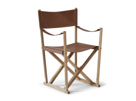 Mid-Century  modern scandinavian chair Folding MK16 by Mogens Koch. New product. Leather