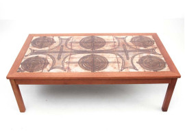 Mid century modern scandinavian coffe table with ceramic tiles