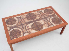 Mid century modern scandinavian coffe table with ceramic tiles