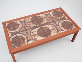 Table basse  scandinave en teck et céramique