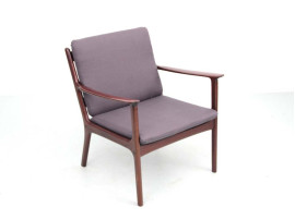 Mid-Century Modern Danish pair of  lounge chairs in mahogany model PJ 112 by Ole Wanscher