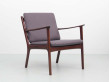 Mid-Century Modern Danish pair of  lounge chairs in mahogany model PJ 112 by Ole Wanscher