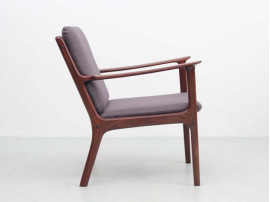 Mid-Century Modern Danish pair of  lounge chairs in mahogany model PJ 112 by Ole Wanscher