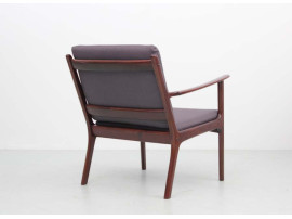 Mid-Century Modern Danish pair of  lounge chairs in mahogany model PJ 112 by Ole Wanscher