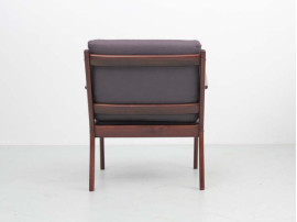 Mid-Century Modern Danish pair of  lounge chairs in mahogany model PJ 112 by Ole Wanscher