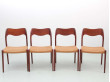 Mid-Century  modern scandinavian set of 4 chairs model 71 by Niels Møller