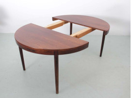 Table de repas scandinave ronde en palissandre de Rio 6/10 pers.