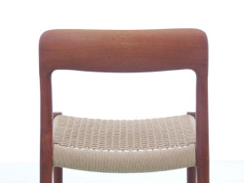 Mid-Century  modern scandinavian set of 6 teak dining chairs model 75 by Niels O. Møller