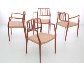 Mid-Century  modern scandinavian set of 4 teak armchairs model 66 by Niels O. Møller