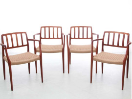 Mid-Century  modern scandinavian set of 4 teak armchairs model 66 by Niels O. Møller