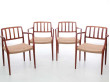 Mid-Century  modern scandinavian set of 4 teak armchairs model 66 by Niels O. Møller