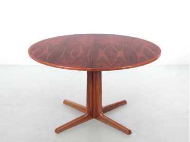 Table de repas scandinave ronde en palissandre de Rio 6/10 pers. à pied central