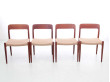 Mid-Century  modern scandinavian set of 4 teak dining chairs model 75 by Niels O. Møller